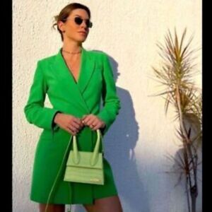 Zara apple green double breasted blazer dress